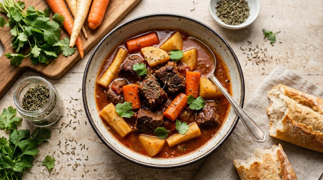 Slow-Cooker Beef & Root Vegetable Stew