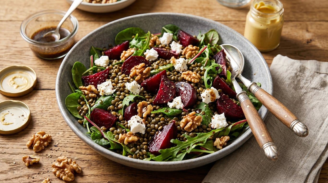 Roasted Beet, Lentil & Goat Cheese Salad