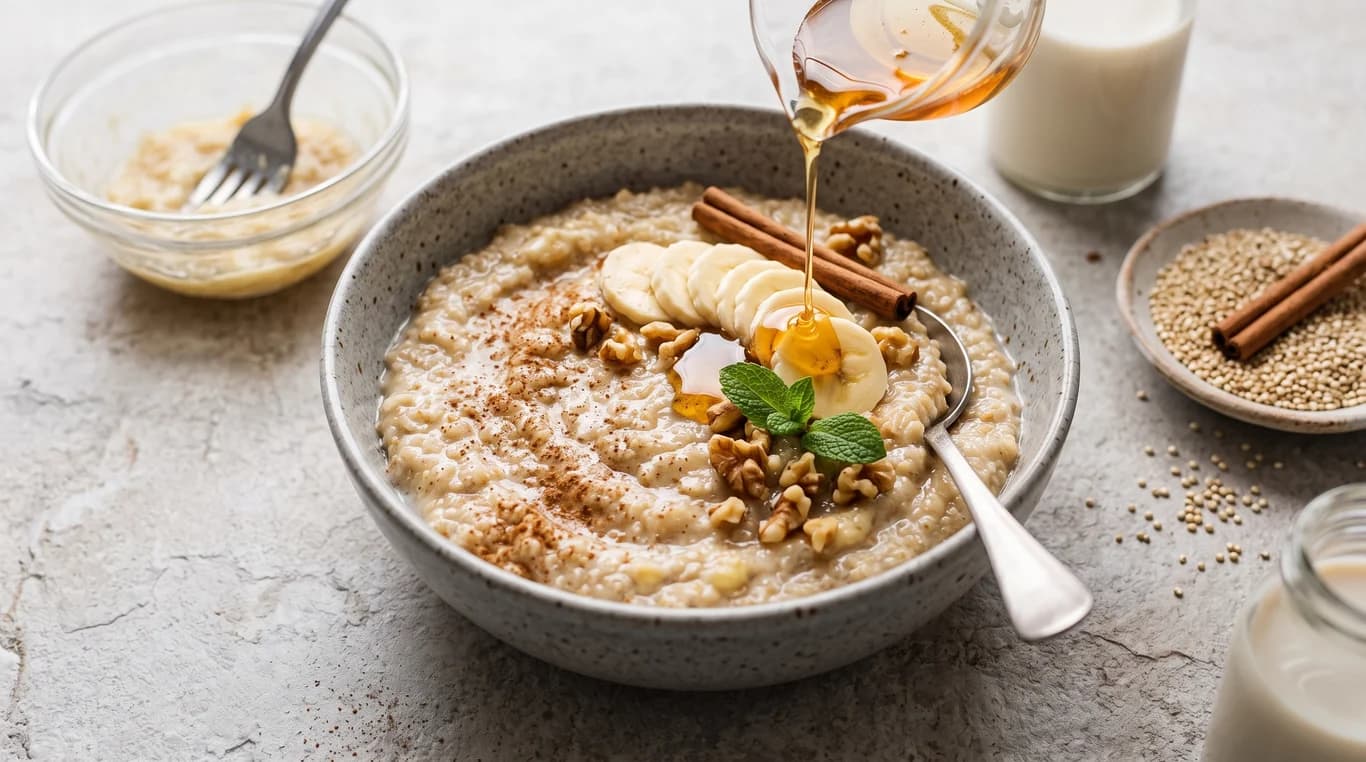 Slow Cooker Overnight Quinoa Porridge with Cinnamon