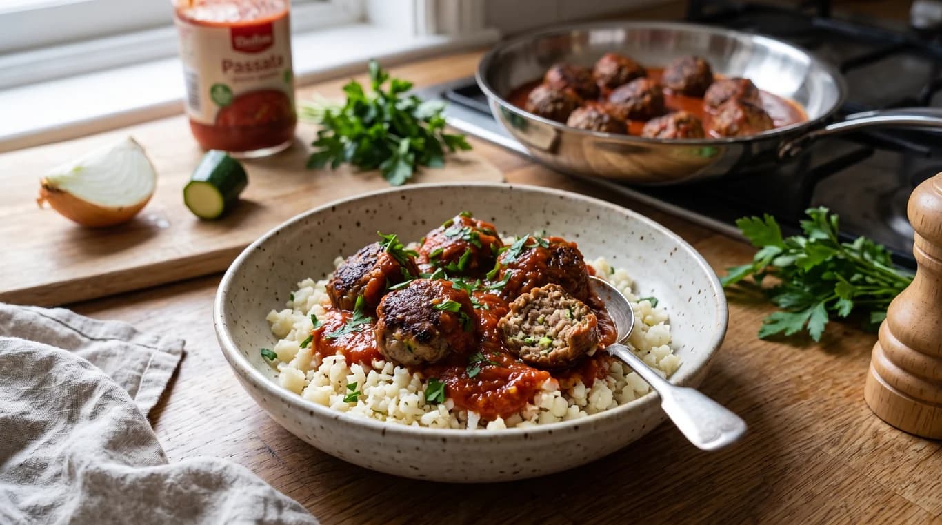 Beef & Courgette Meatballs in Tomato Sauce