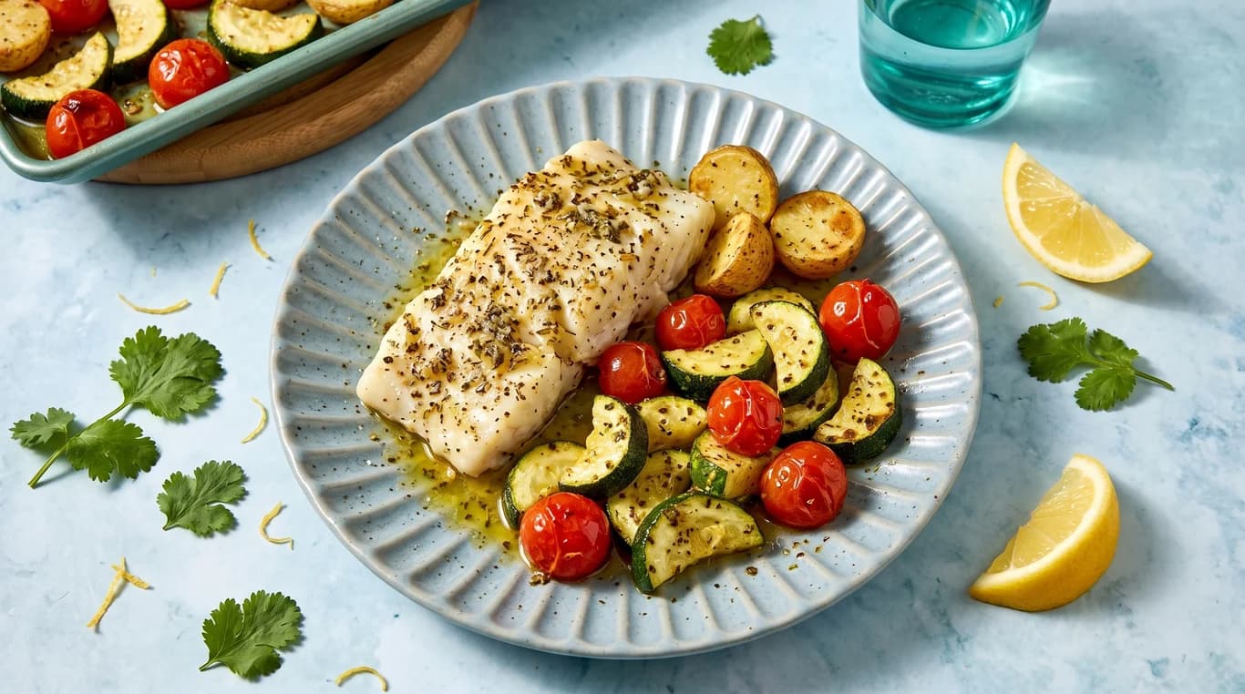 One-Pan Baked Cod with Vegetables
