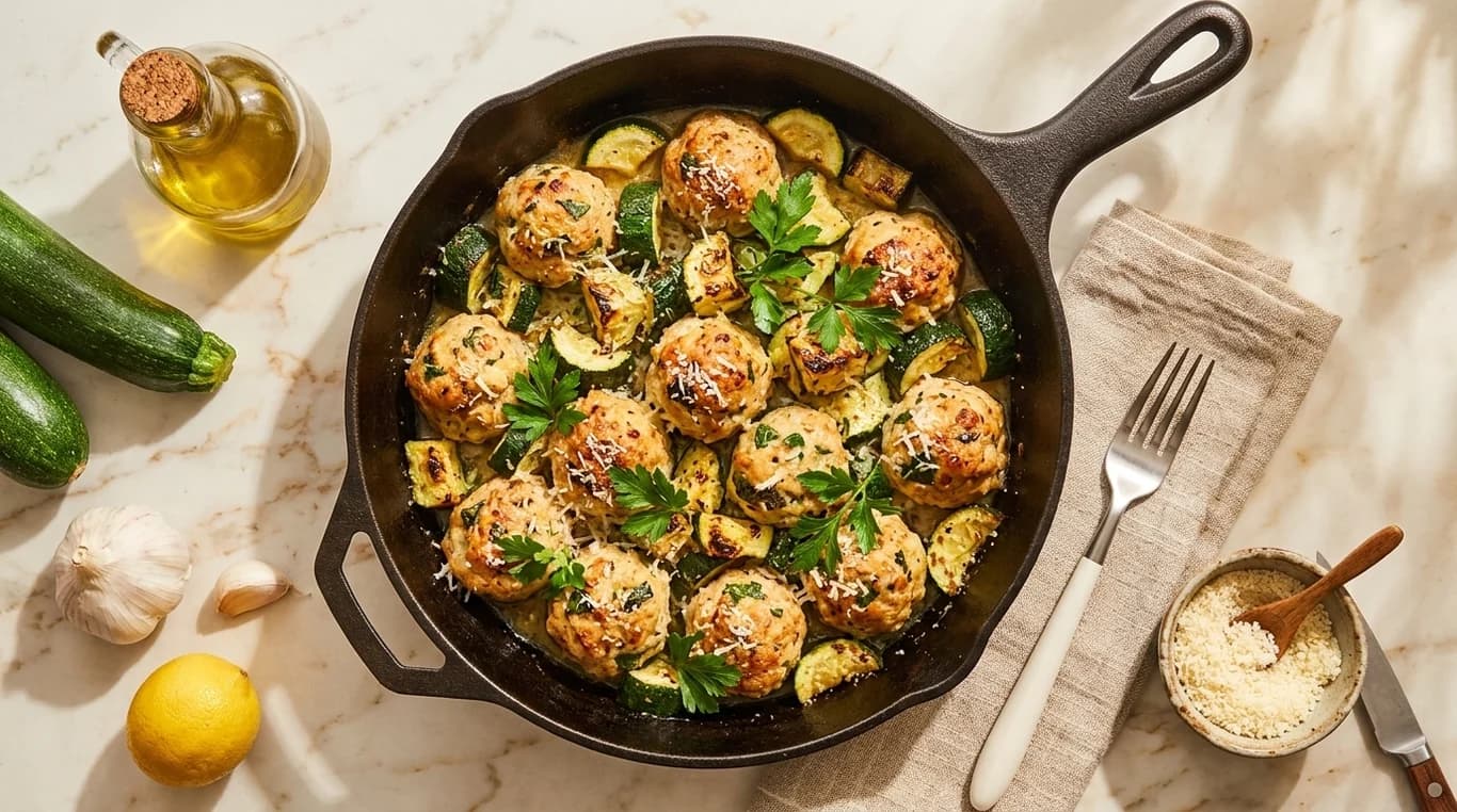 One-Pan Turkey Meatballs with Zucchini