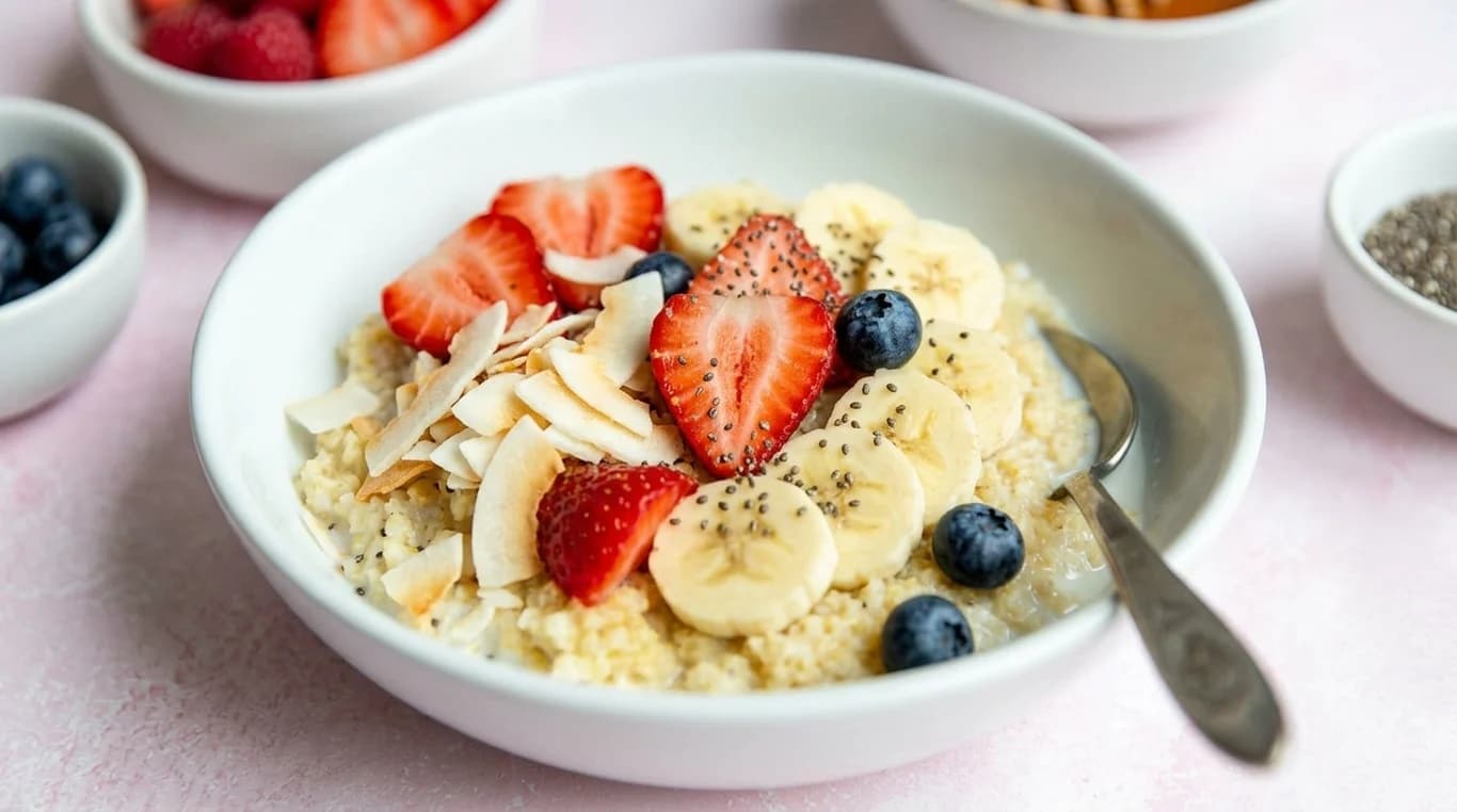 Millet Porridge with Strawberry, Banana & Coconut