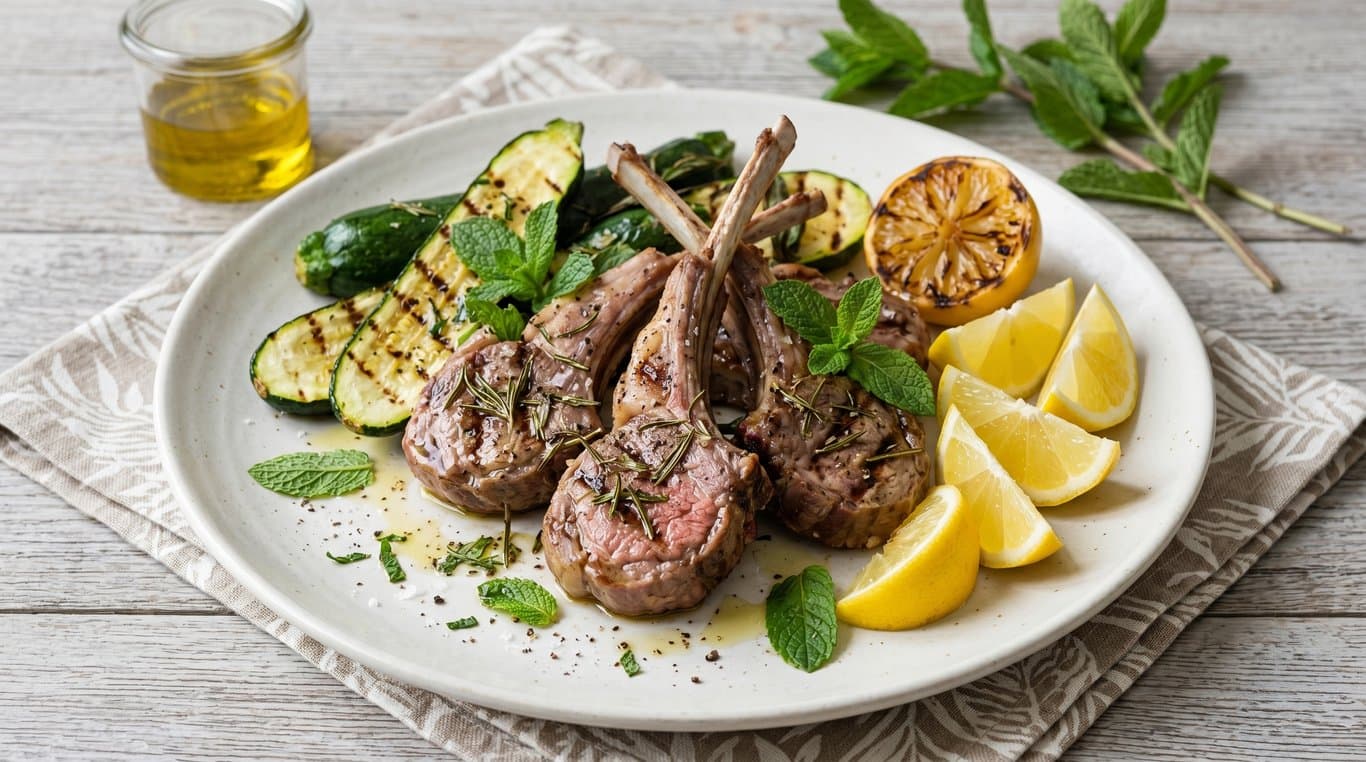 Lamb Chops with Roasted Zucchini & Mint