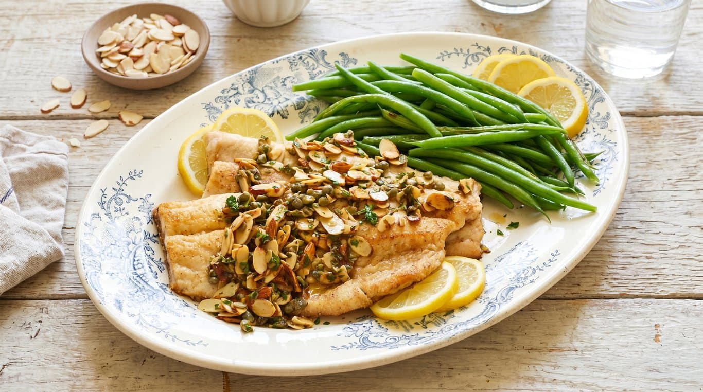 Pan-Seared Trout with Almonds & Green Beans
