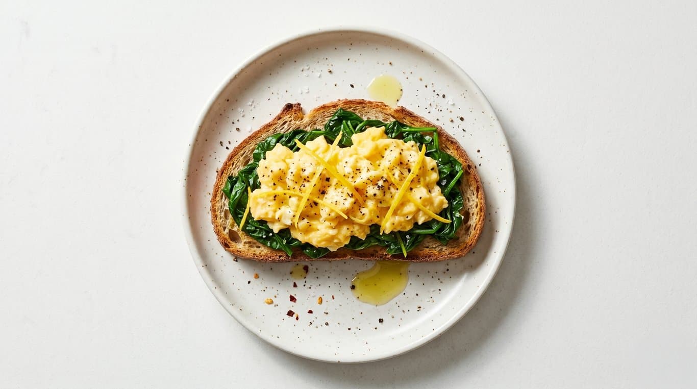 Soft Eggs with Spinach & Sourdough Toast