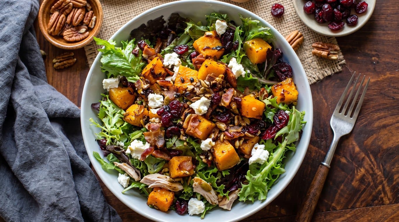 Warm Turkey, Pumpkin & Cranberry Salad