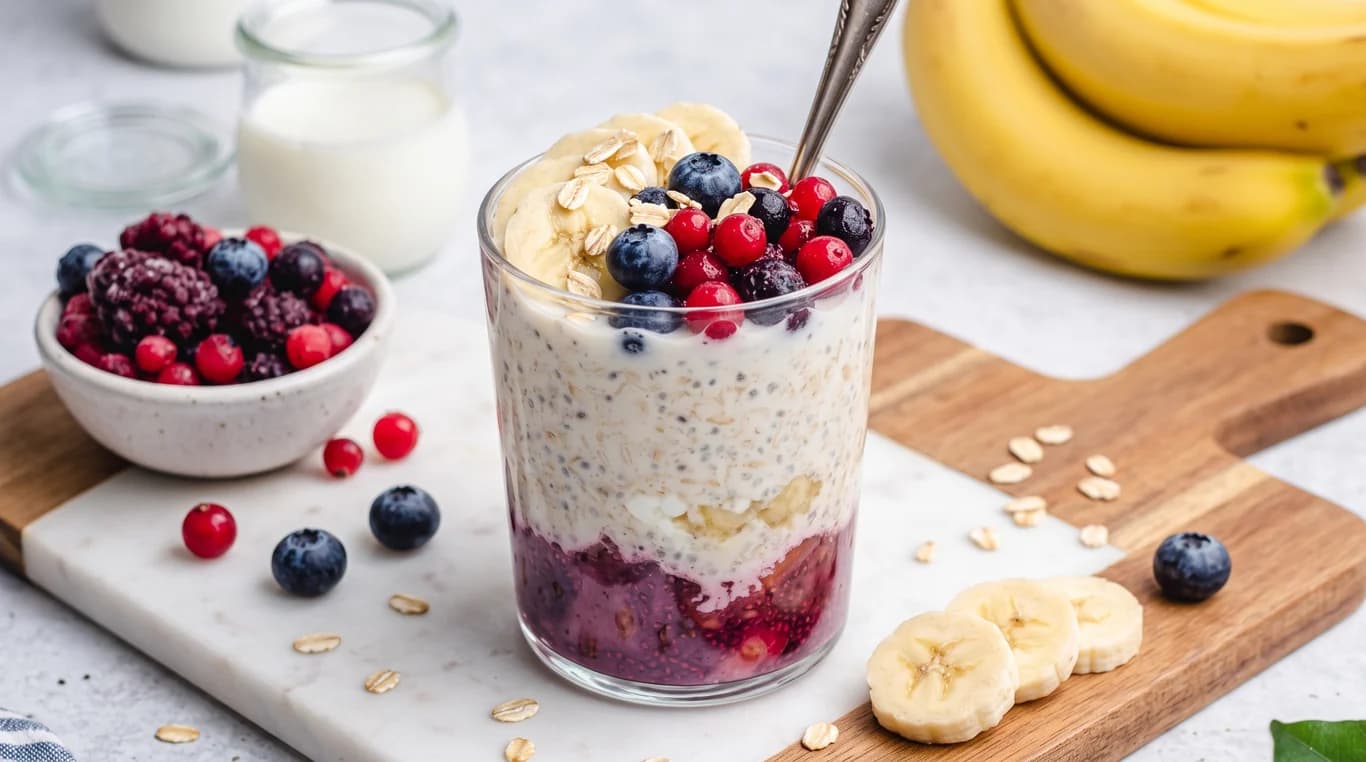 Banana + Berry Overnight Oats