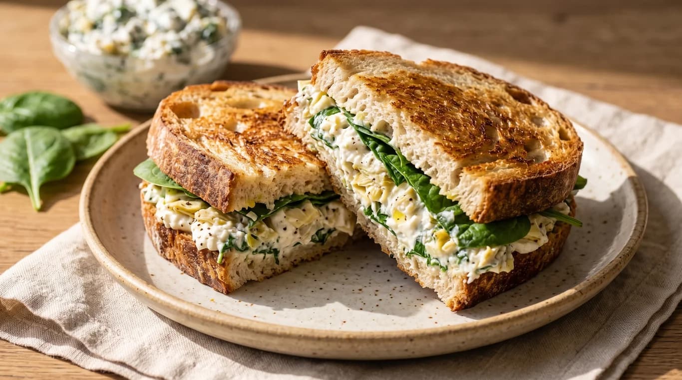 Sourdough Sandwich with Cream Cheese, Spinach & Artichoke