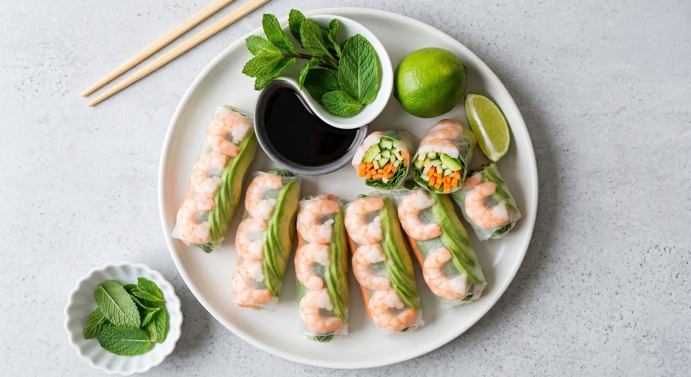 Shrimp & Avocado Rice Paper Rolls