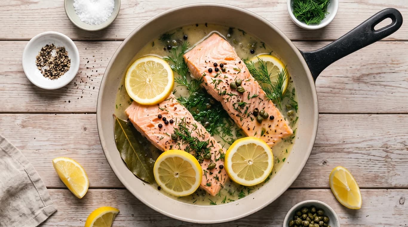 Stovetop Poached Salmon with Lemon & Dill