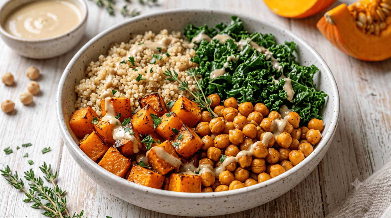 Warm Chickpea, Pumpkin & Tahini Bowl